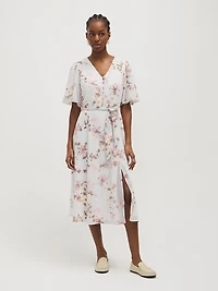 Floral Print Chiffon Midi Dress