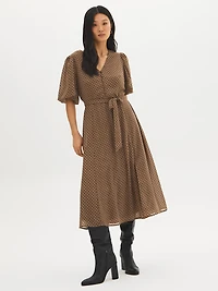 Polka Dot Chiffon Midi Dress