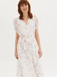 Floral Wrap-Front Midi Dress