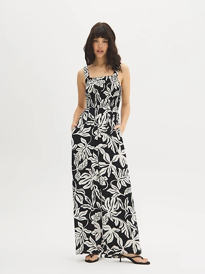 Leaf Print Wide-Leg Jumpsuit