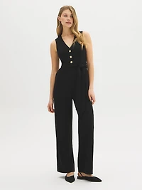 Straight-Leg Crepe Jumpsuit