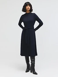 Textured Mock Neck Midi Dress