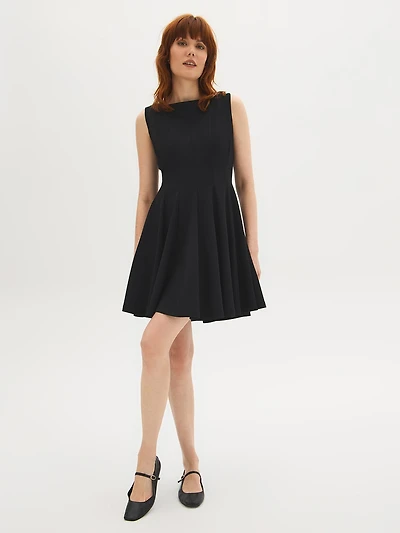 Sleeveless Boat Neck Mini Dress