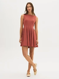 Sleeveless Boat Neck Mini Dress