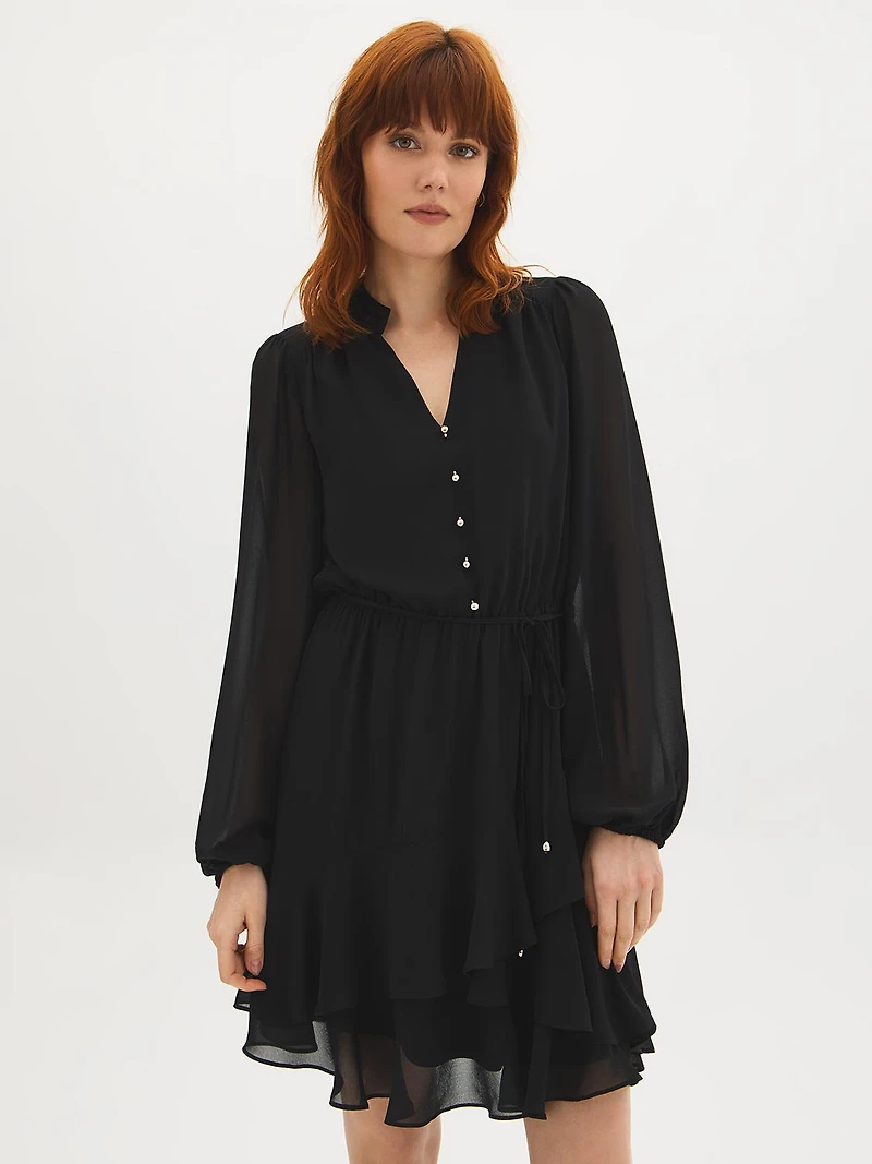 High-Low Chiffon Mini Dress