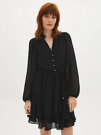 High-Low Chiffon Mini Dress