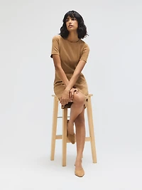 Short Sleeve Faux Suede Mini Dress