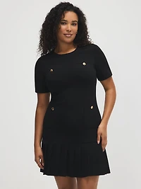 Short Sleeve Pleated Mini Dress