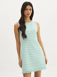 Mini-robe en tricot bouclé avec ourlet à franges