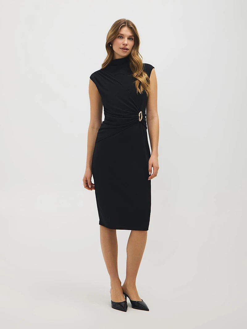 Sleeveless Draped Column Dress