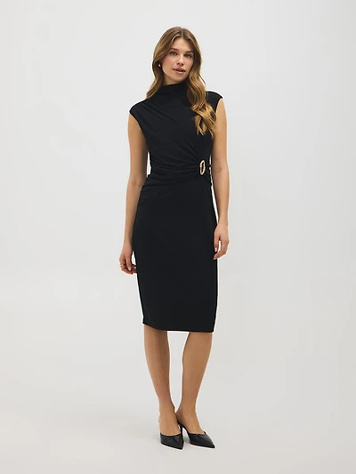 Sleeveless Draped Column Dress