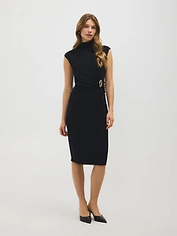 Sleeveless Draped Column Dress