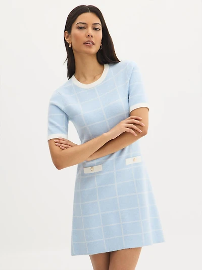 Mini-robe chandail à carreaux