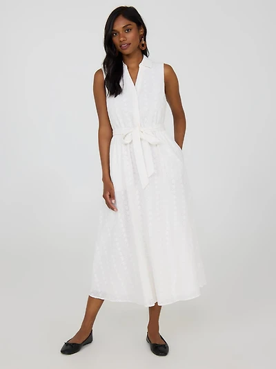 Robe mi-longue en coton ajouré