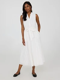 Robe mi-longue en coton ajouré
