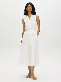 Robe mi-longue en coton ajouré