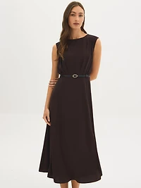 Sleeveless Crepe Midi Dress