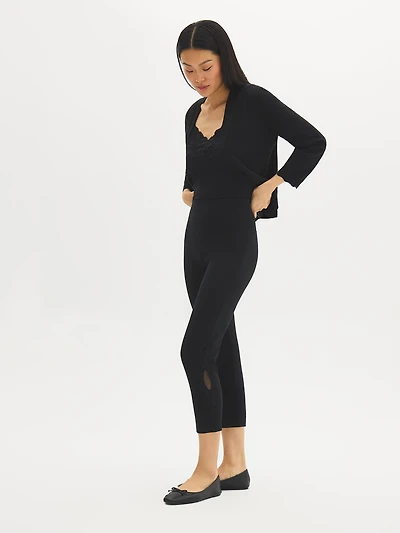 Cotton-Blend Crochet Capri Leggings