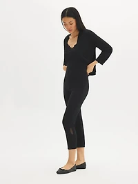 Cotton-Blend Crochet Capri Leggings