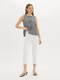 Leggings capri en mélange de coton à détails crochetés