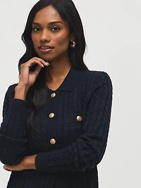 Collared Cable Knit Cardigan