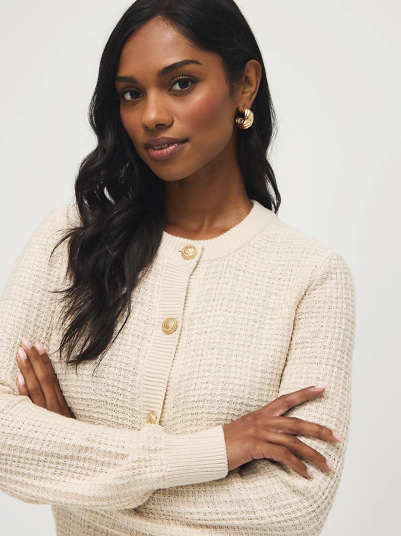 Cardigan boutonné en mélange de coton