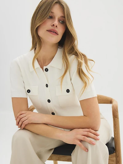 Veste boutonnée à manches courtes