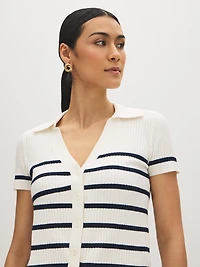 Striped Johnny Collar Sweater