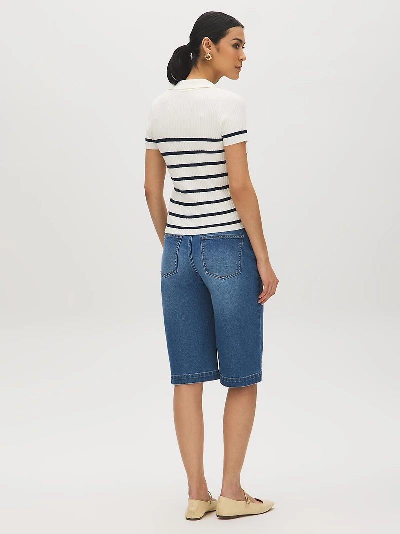 Striped Johnny Collar Sweater