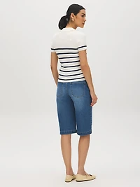 Striped Johnny Collar Sweater