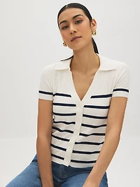 Striped Johnny Collar Sweater