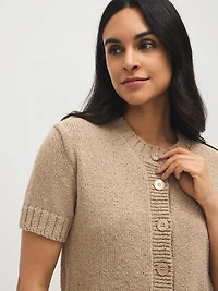 Cotton-Blend Short Sleeve Cardigan
