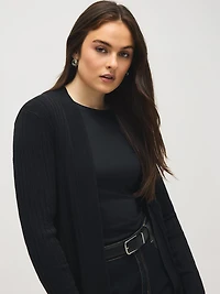 Long cardigan côtelé