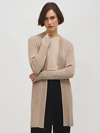 Long cardigan côtelé