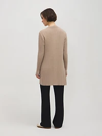 Long cardigan côtelé
