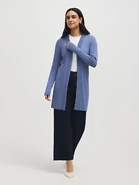 Long cardigan côtelé