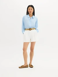 Shorts en mélange de lin avec ceinture