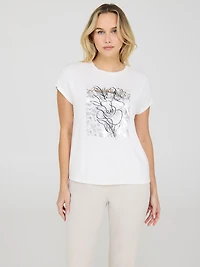 Foil Floral Print Graphic T-Shirt