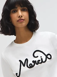 Haut en mélange de coton avec imprimé Merci