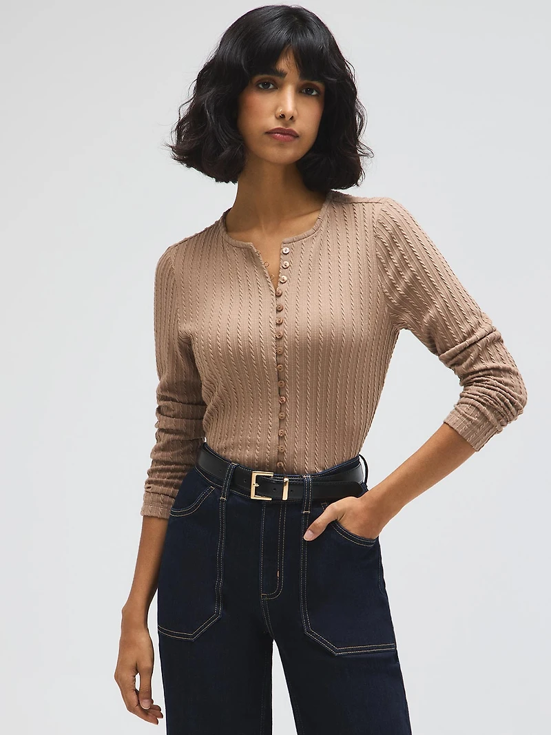 Cable Button-Front Top