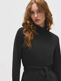 Haut tunique chiné et côtelé à col montant