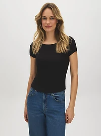 Cotton-Blend Bra Insert Tee