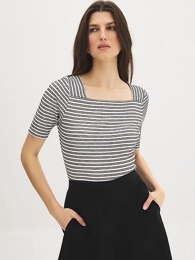 Haut rayé en coton texturé