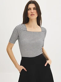 Haut rayé en coton texturé