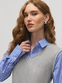 2-Fer Vest With Striped Blouse