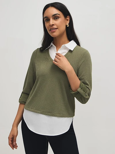 Haut texturé 2 en 1 avec blouse