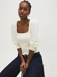 Cotton Square Neck Smocked Top