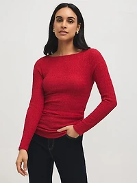 Boat Neck Ruched Top