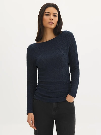 Boat Neck Ruched Top