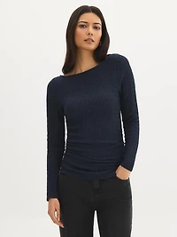 Haut froncé avec col bateau